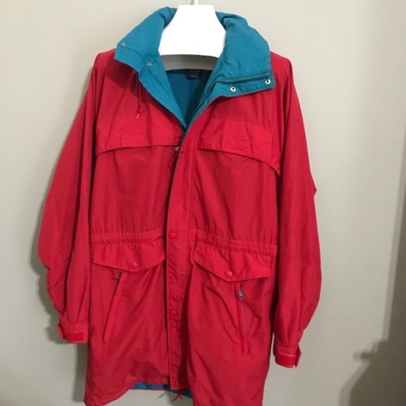 Lands' End Other - Lands End Mens M Tall Red With Blue Lining Coat